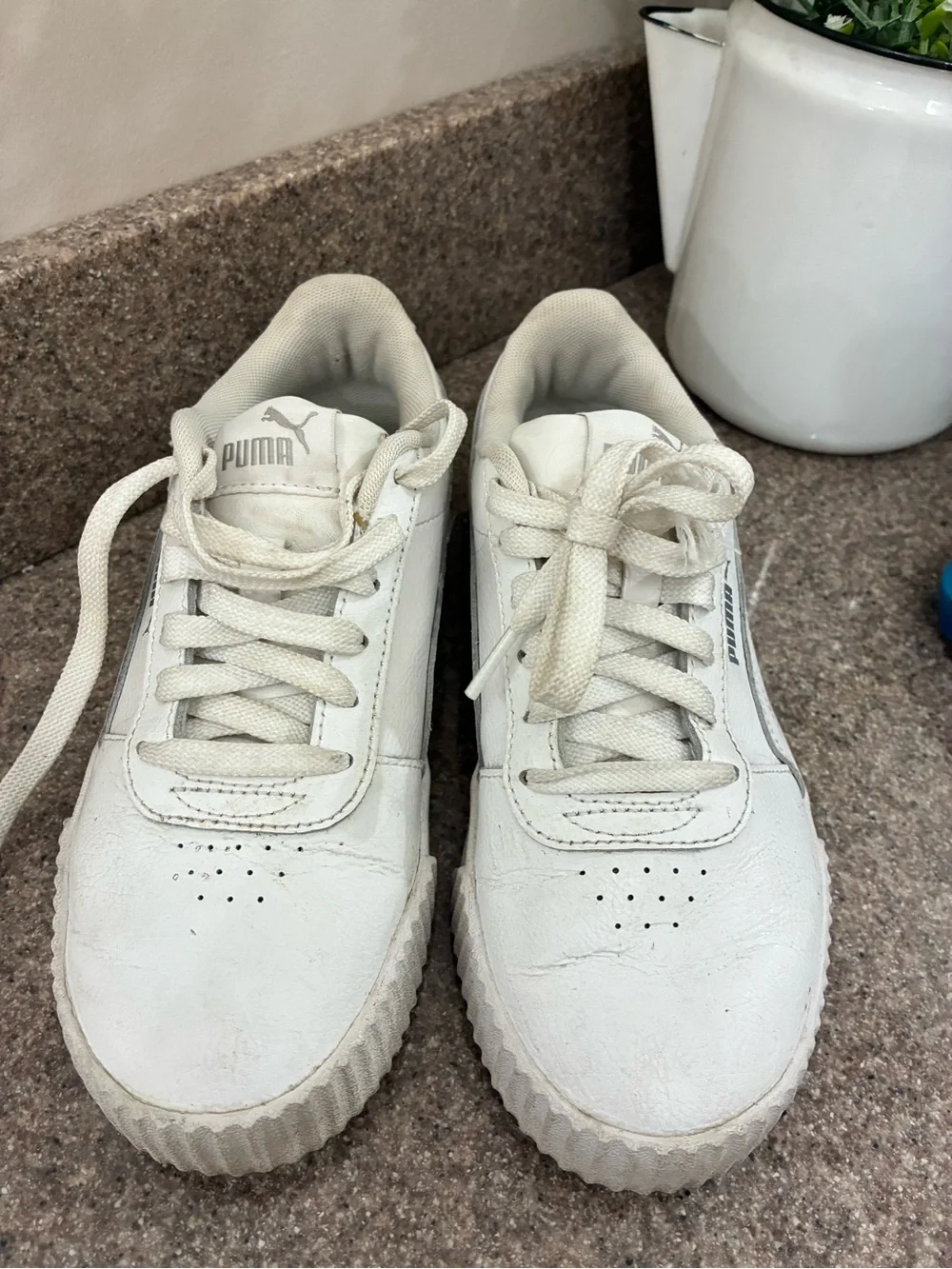 Puma Women's Off-White Low-Top Platform Sneakers